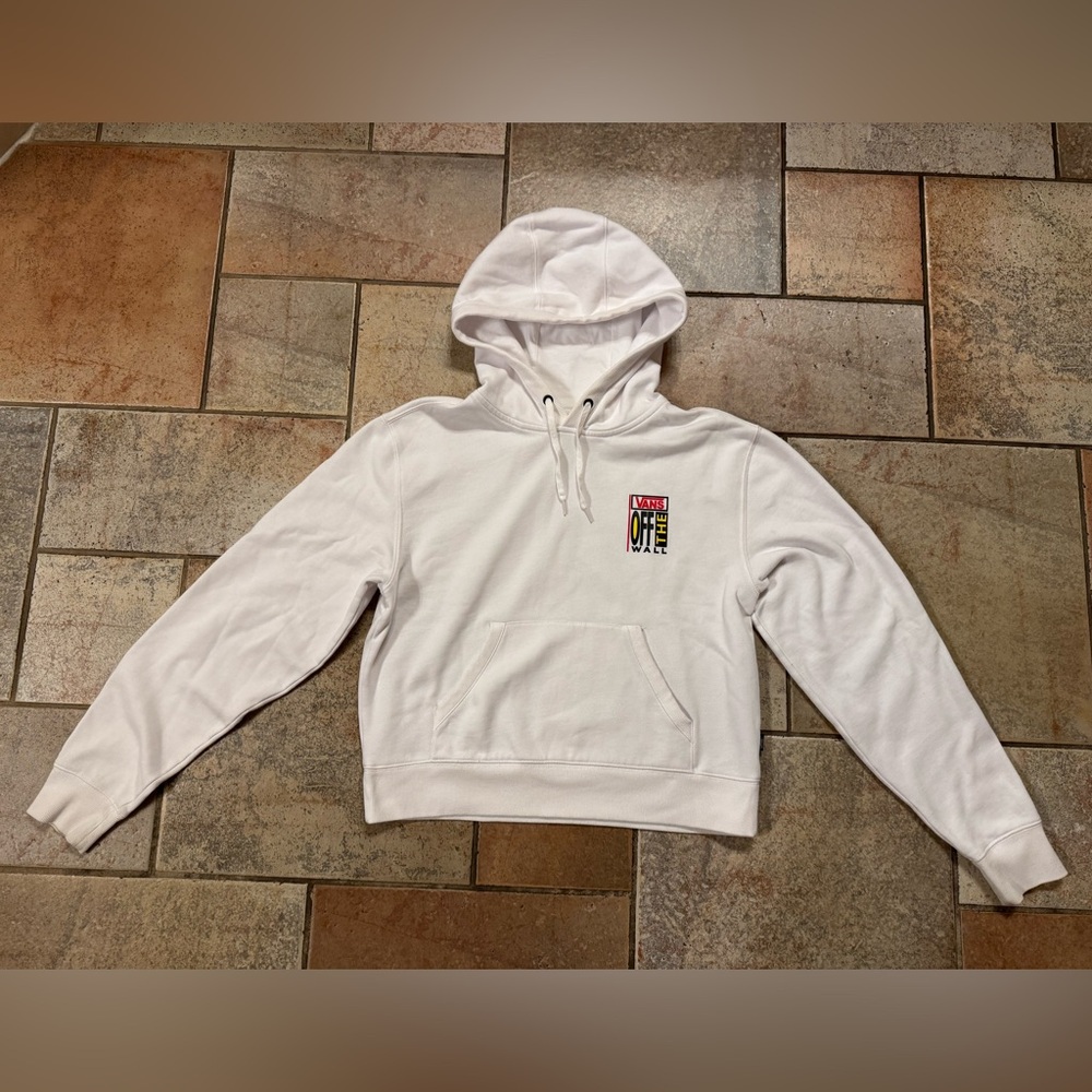 VANS White Off the Wall Logo Skater Pullover Hooded Sweatshirt Hoodie Size Med